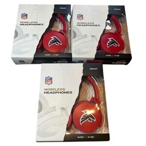3 Atlanta Falcons NFL Wireless Bluetooth Headphones SOAR Red Collapsible Used